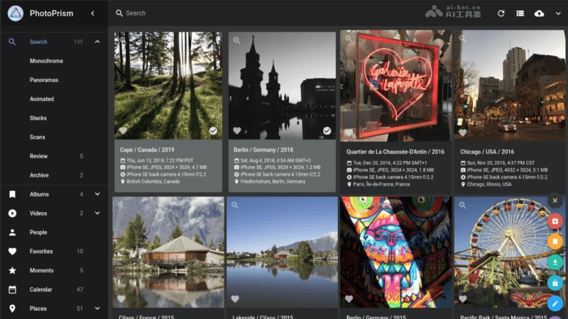 PhotoPrism  開源的AI照片管理工具，AI驅(qū)動(dòng)的照片分類和搜索功能