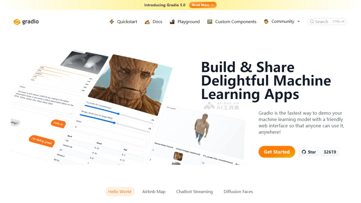 Gradio 開源的Python庫,快速創(chuàng)建機器學(xué)習(xí)模型的交互式網(wǎng)頁