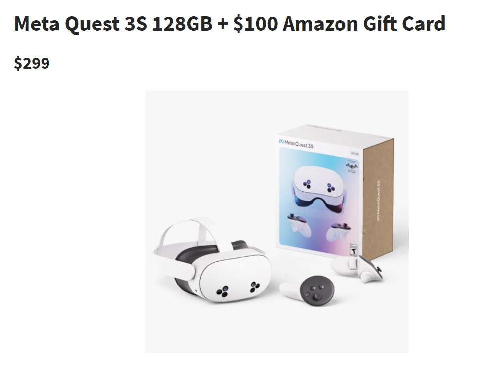 超級星期一大促銷Quest 3S只需“199美元”,亞馬遜送100美元禮品卡