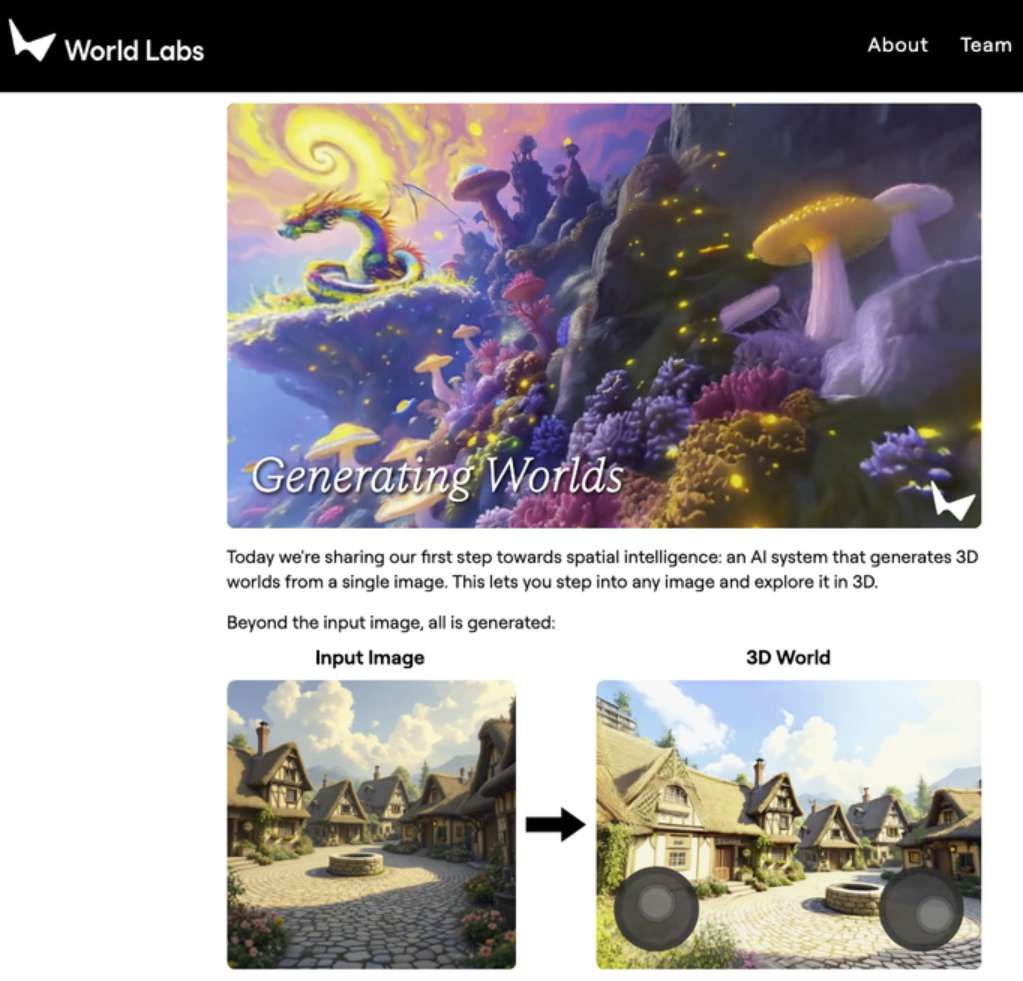 李飛飛公司World Lab分享通過單張圖像生成三維世界