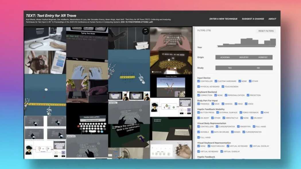 助力XR文本輸入探索，研究人員編撰170+文本輸入技術(shù)目錄