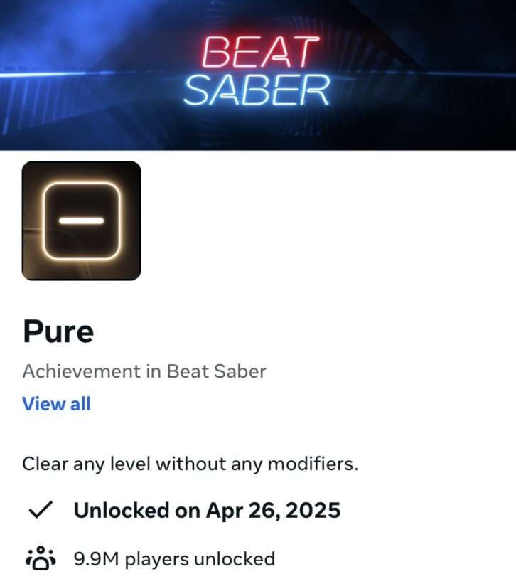 累計(jì)營(yíng)收超3億美元，《Beat saber》在3個(gè)月內(nèi)增加20萬(wàn)解鎖“Pure”成就