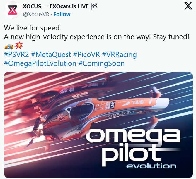 VR賽車游戲《Omega Pilot Evolution》將登陸PICO,Quest和PSVR 2