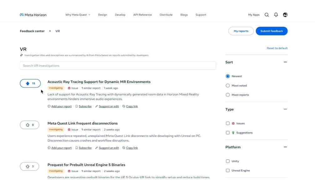 透明化開發(fā)新體驗(yàn)，Meta Horizon反饋中心推出公共投票板  第2張