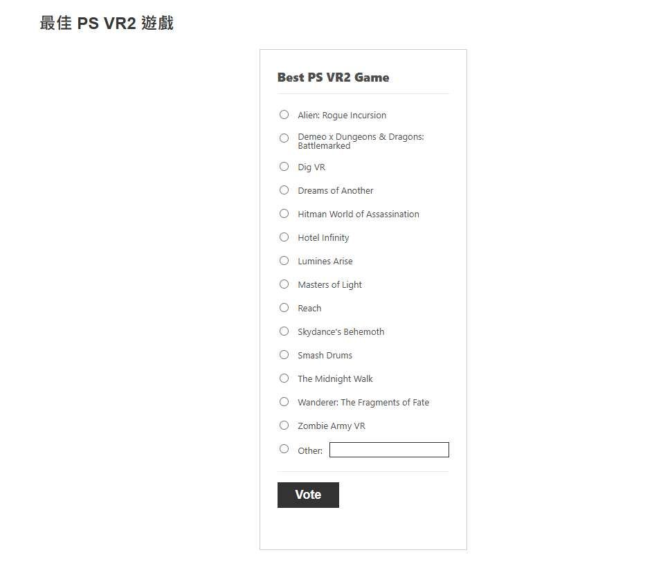 PS Blog年度游戲大獎啟動，邀你票選最佳PSVR 2游戲